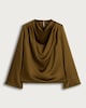 image 5 of F&F Satin Look Cowl Neck Blouse in Green