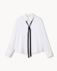image 5 of F&F Textured Tie Neck Blouse in Cream