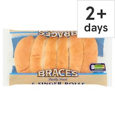 Brace's Family Bread White Finger Rolls 6 Pack
