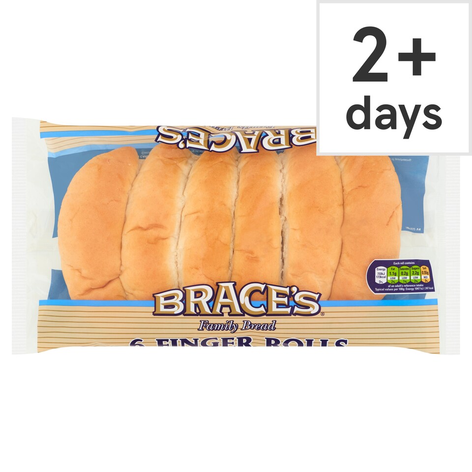 Brace's Family Bread White Finger Rolls 6 Pack