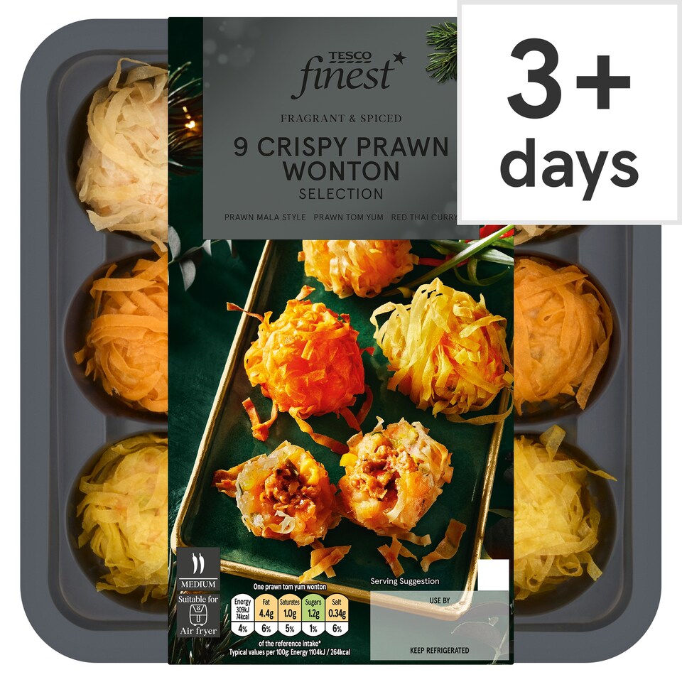TESCO FINEST 9 CRISPY PRAWN WONTON SELECTION 270g