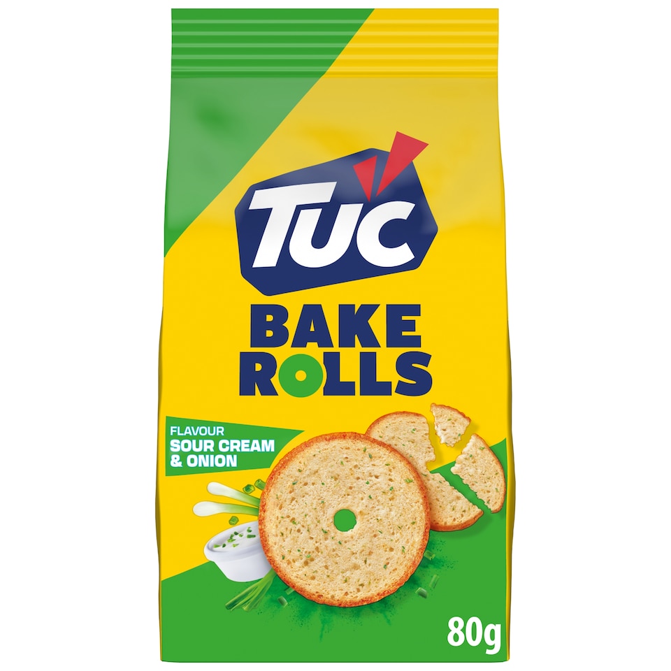Tuc Sour Cream & Onion Flavour Bake Rolls 80 g