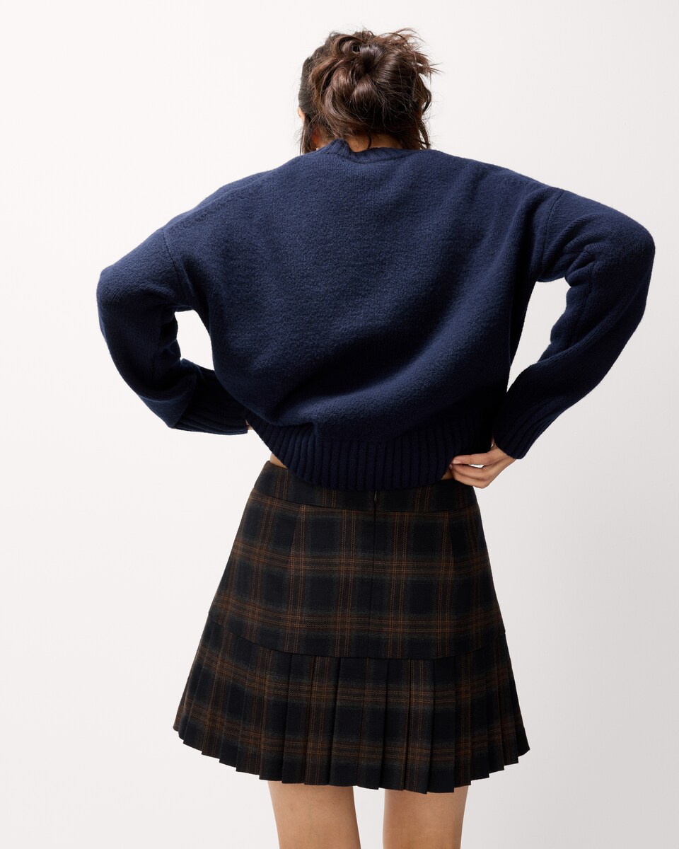 image 1 of F&F Knitted Cropped Jumper in Navy