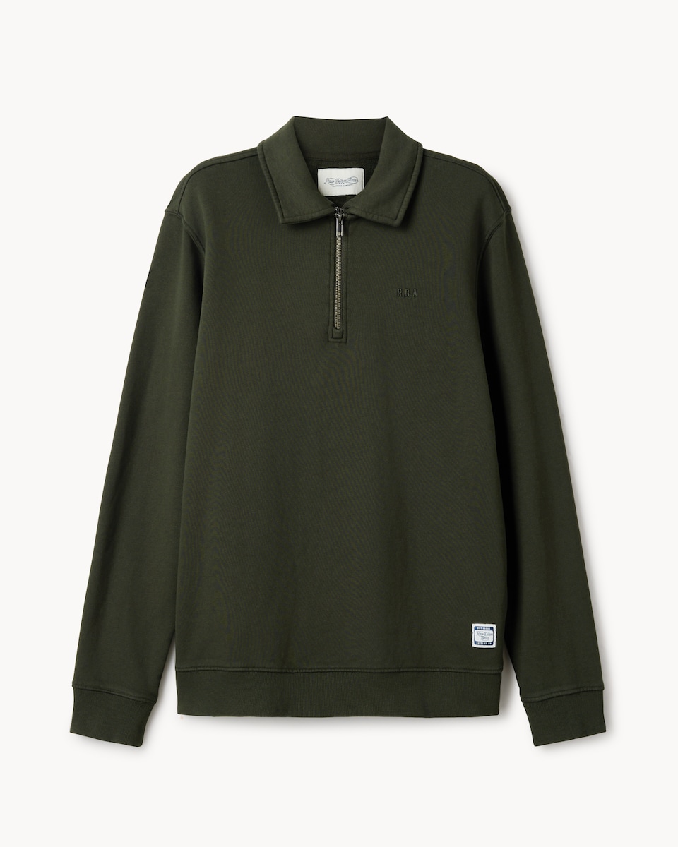 image 1 of RDA Pure Cotton Half Zip Sweatshirt in Khaki