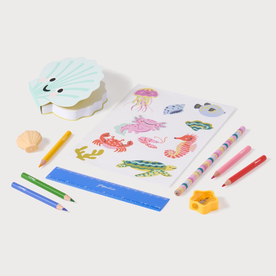 image 1 of Paperchase Happy As a Fish Mini Colouring Set