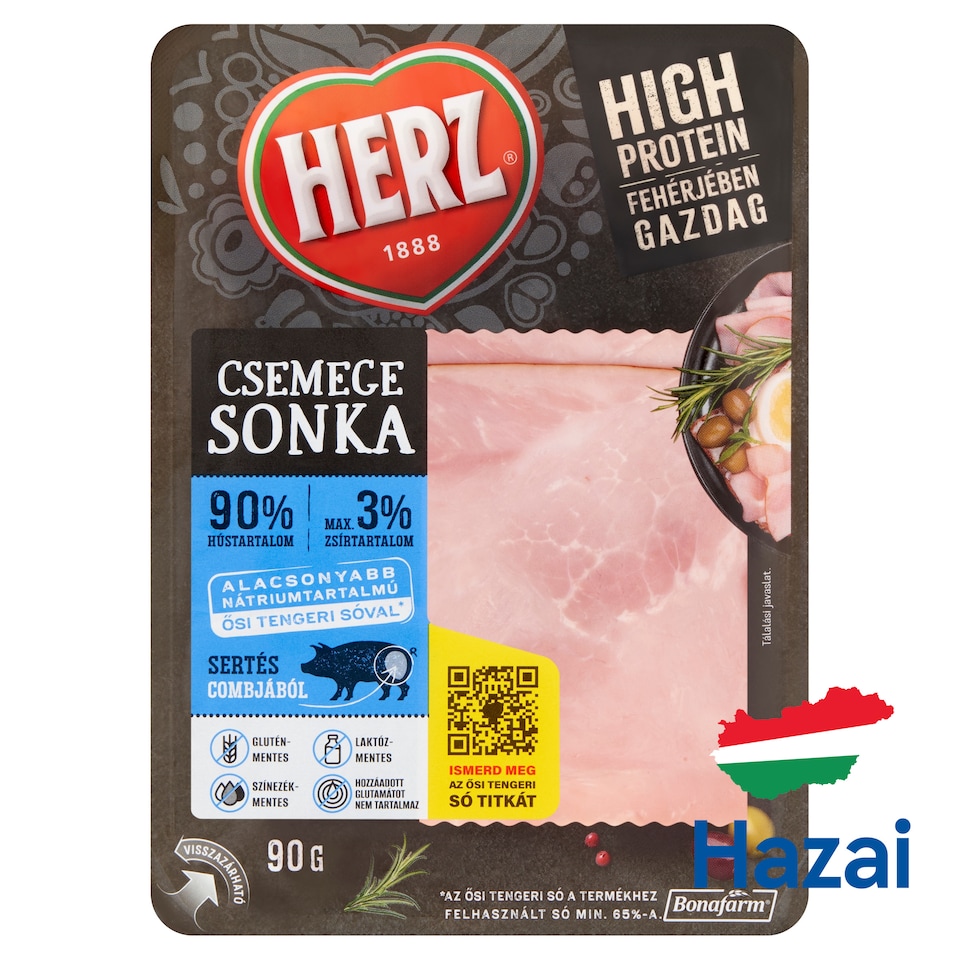 HERZ szeletelt csemege sonka 90 g  1. kép