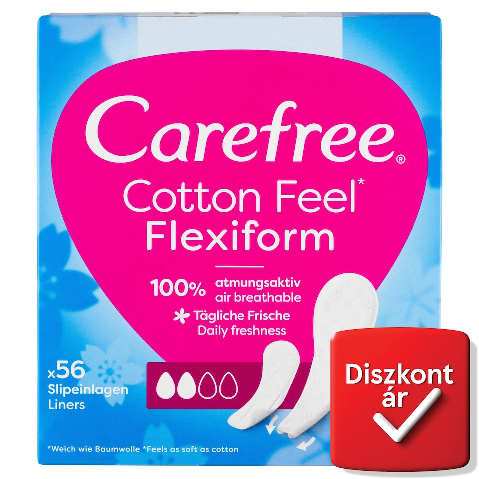 Carefree Cotton Feel Flexiform tisztasági betét illatanyagmentes 56 db 