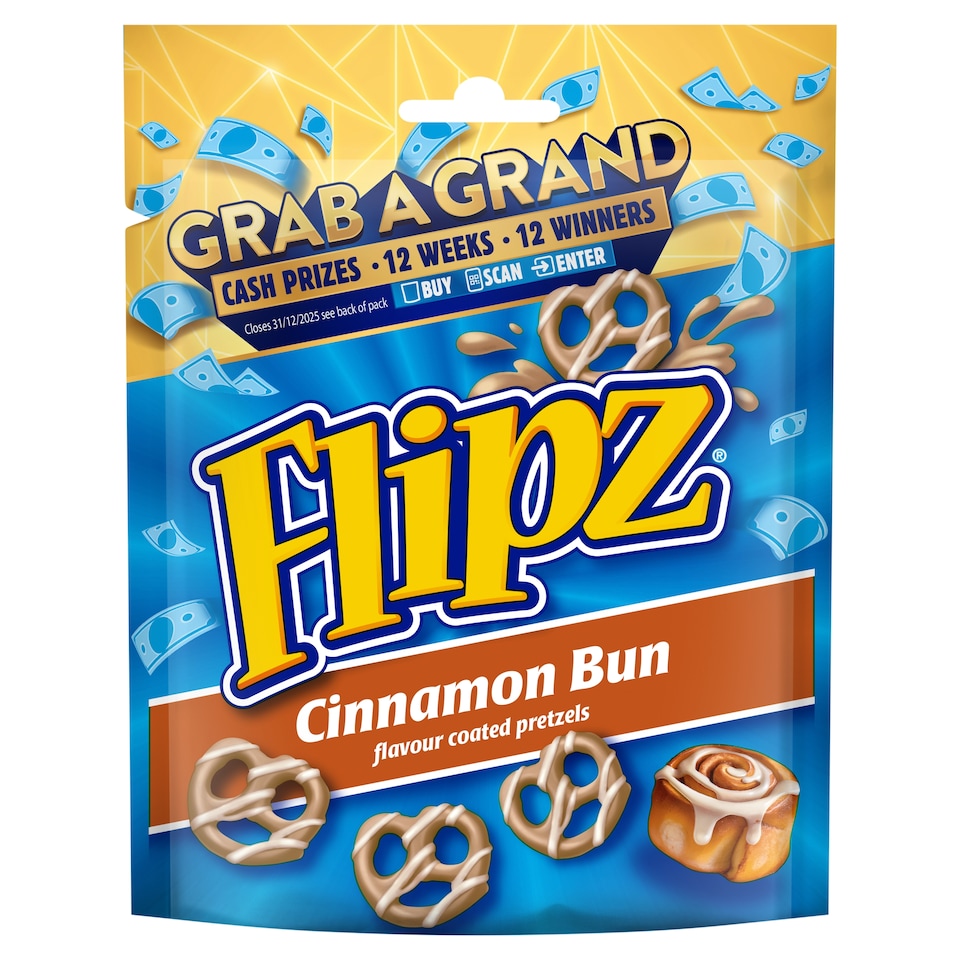 Flipz Cinnamon Bun Flavour Coated Pretzels 90g