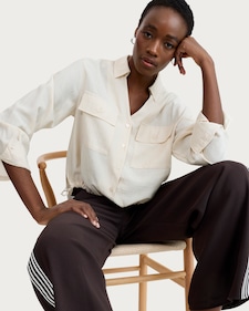 The F&F Edit Button Up Drawstring Hem Shirt in Cream