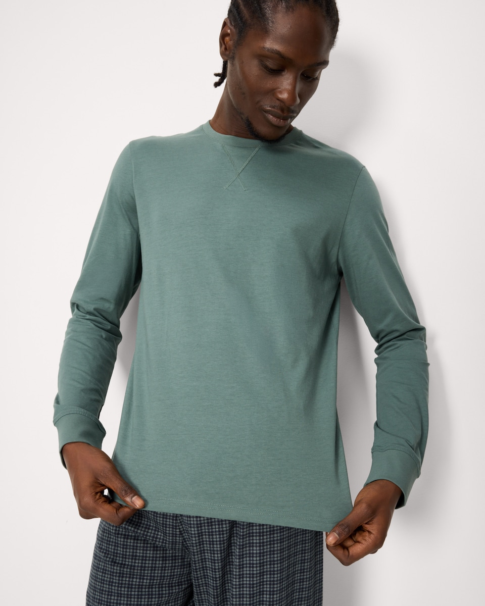image 1 of F&F Pure Cotton Checked Pyjama Set in Green