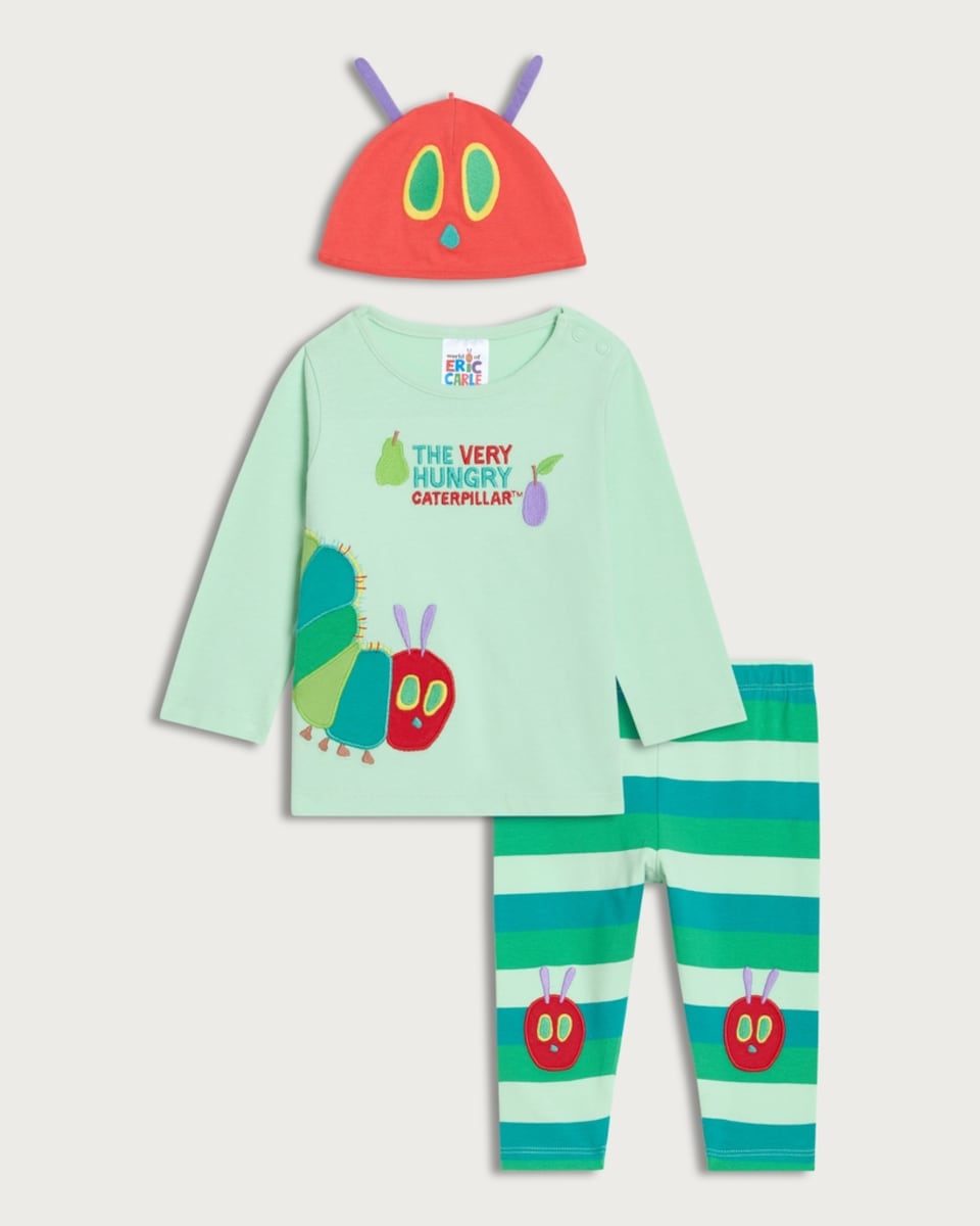 The Very Hungry Caterpillar 3-Piece Pure Cotton Top, Leggings and Hat in Red
