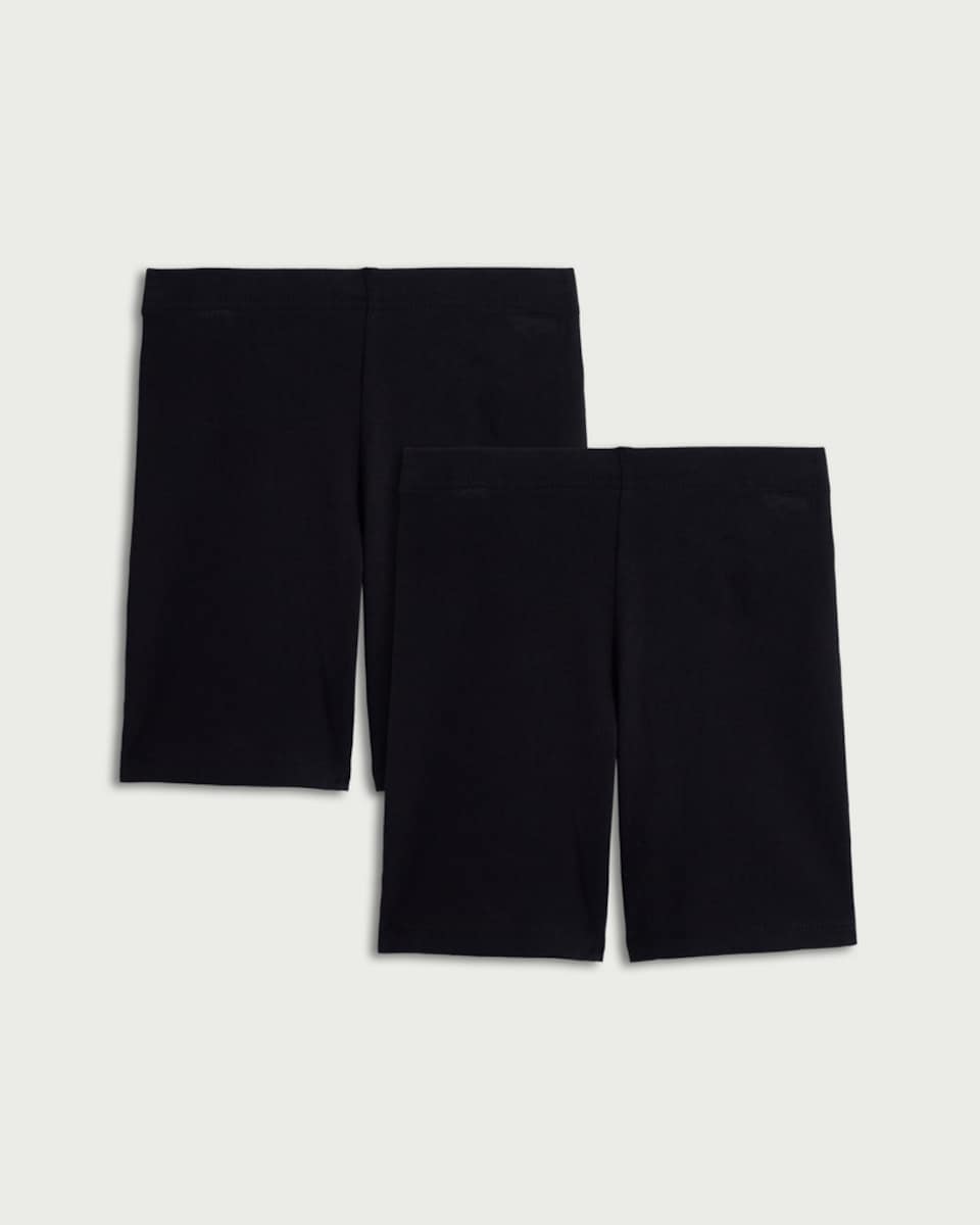 F&F Girls 2-Pack Cotton Rich Cycling Shorts in Black