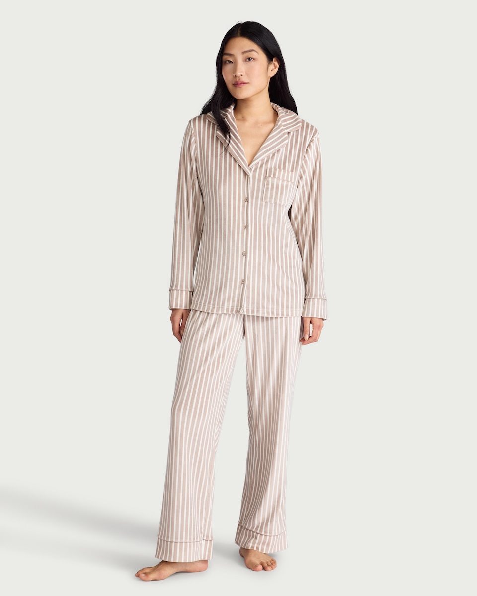 image 1 of F&F Striped Pyjama Set in Neutral