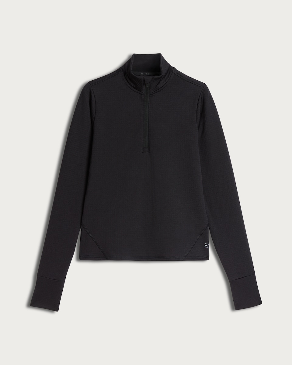 image 1 of F&F Active Half Zip High Neck Top in Black