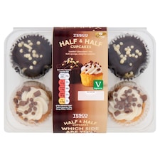 Tesco Half & Half Cupcakes - Vanilla and Chocolate 6 Pack