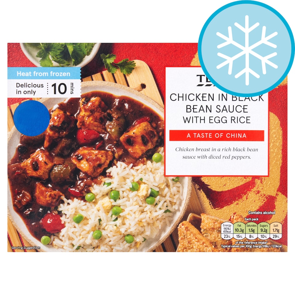 Tesco Chicken in black bean sauce & egg rice 400g
