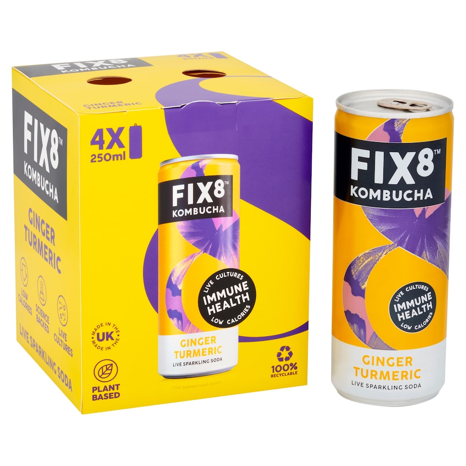 image 1 of FIX8 Kombucha Ginger Turmeric 4 x 250ml