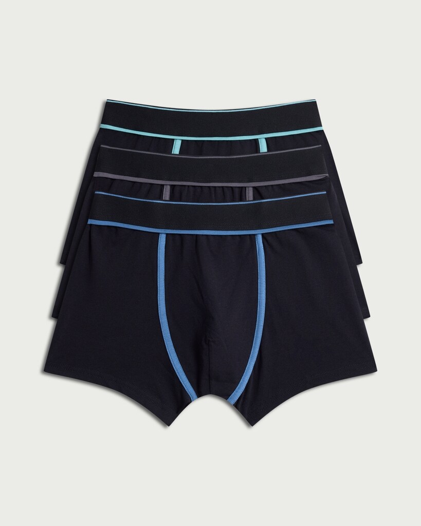 F&F 3-Pack Cotton Rich Contrast Waistband Hipsters in Black