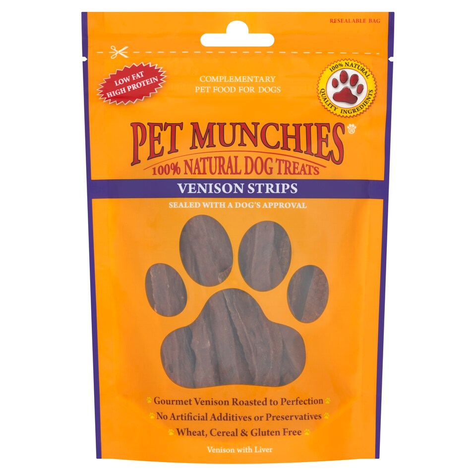 image 1 of Pet Munchies Natural Dog Treats Venison Strips 75g