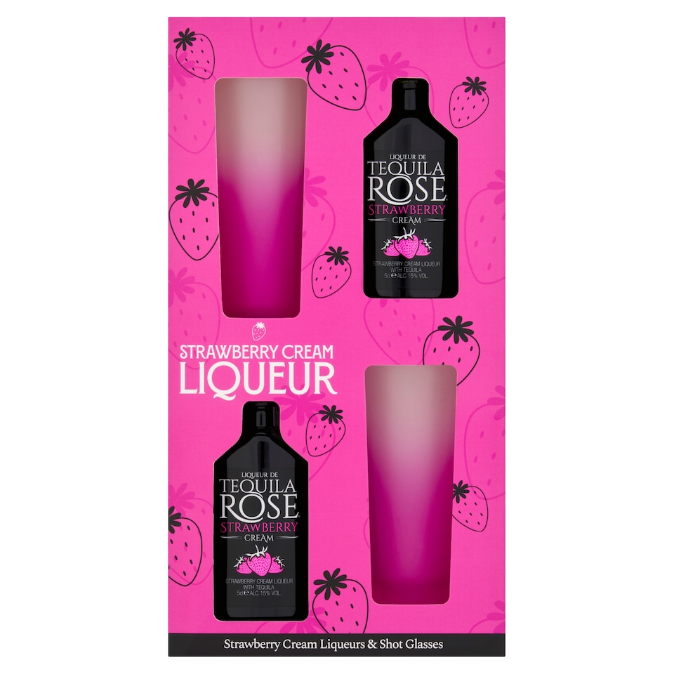 Tequilia Rose Strawberry Cream Liqueur 2x5cl with Shot Glasses