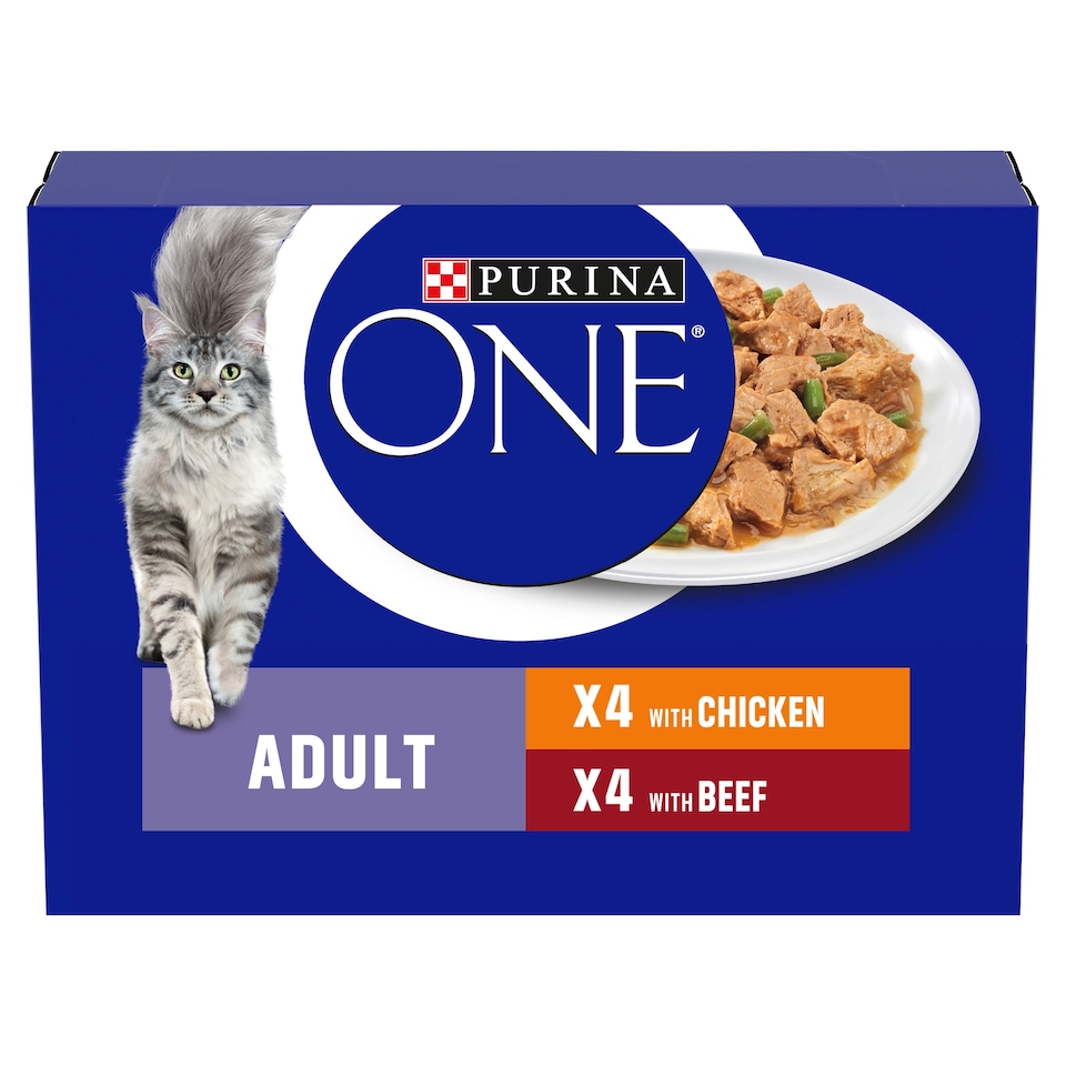 image 1 of Purina One Wet Meat Chicken Beef 8X85g