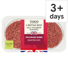 Tesco 2 British beef half pounder Burger 454g
