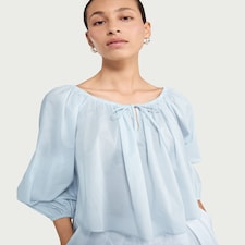F&F Pure Cotton Long Sleeved Blouse in Blue