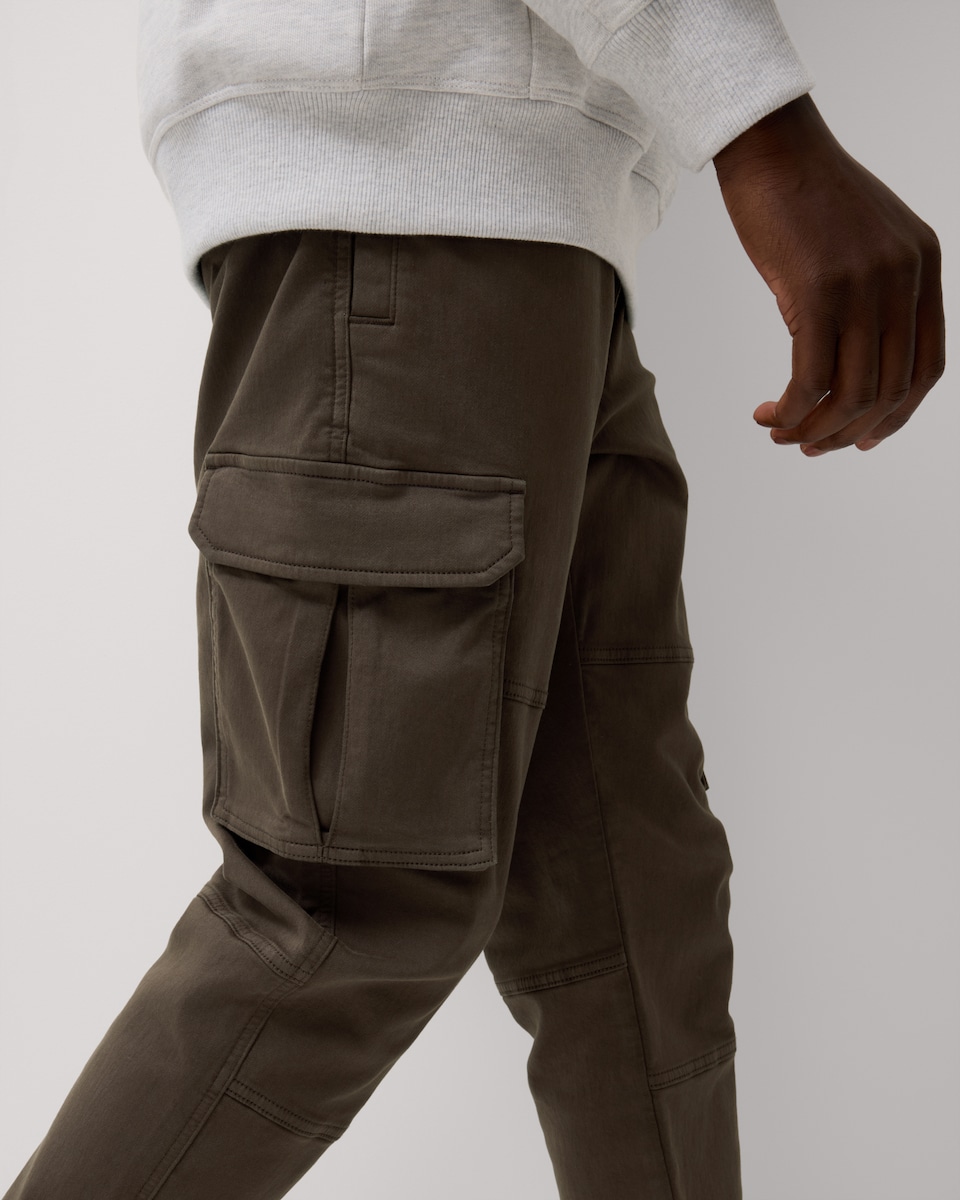 image 1 of F&F Cotton Rich Knitted Cargo Trousers in Brown