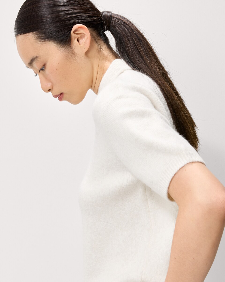 image 1 of F&F Textured Polo Jumper in Cream