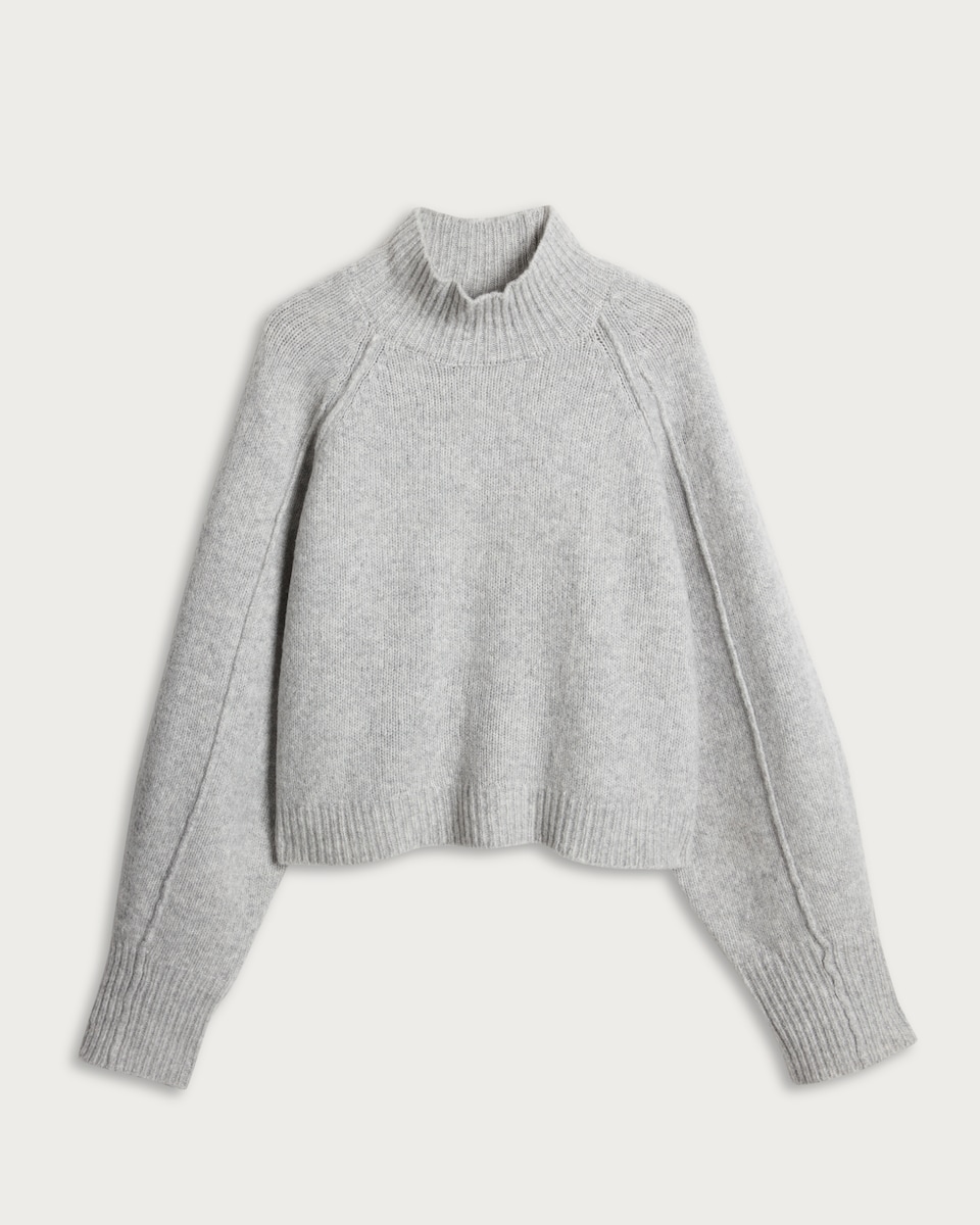 image 1 of F&F Ribbed Knitted High Neck Jumper in Grey