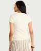 image 3 of F&F Cotton Rich Ribbed Button Up Top in Cream