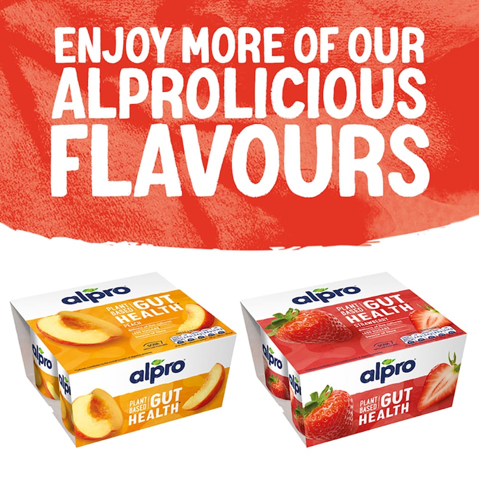 image 1 of Alpro Strawberry Gut Health Dairy Free Soya Yoghurt Alternative 4x125g