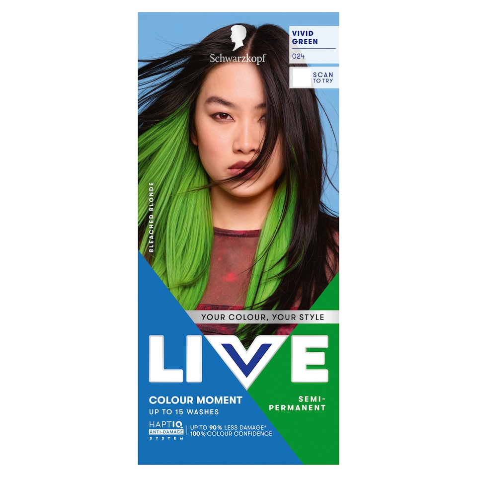 image 1 of Schwarzkopf LIVE Colour Moment 024 Vivid Green Semi-Permanent Hair Dye