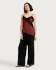 image 3 of F&F Asymmetric Hem Lace Trim Cami Top in Red