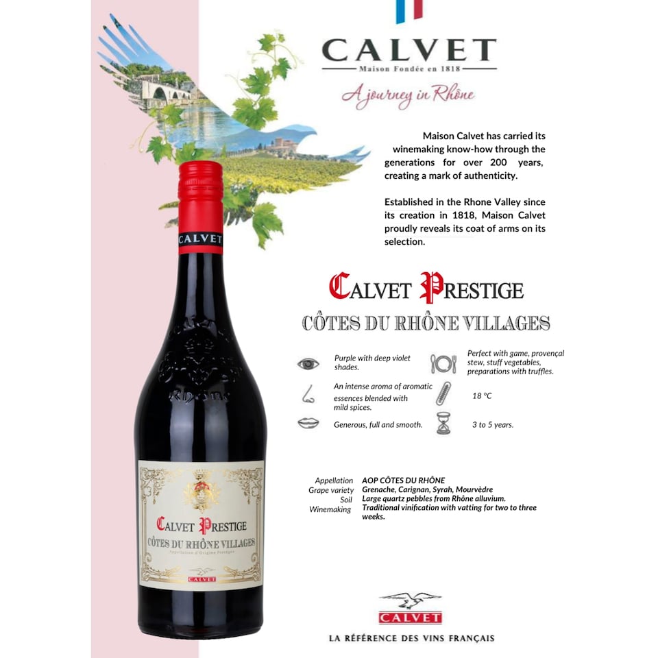 image 1 of Calvet Heritage De Calvet Cotes Du Rhone Villages 75cl