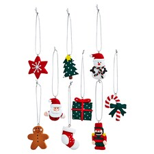 Tesco 9Pk Fimo Christmas Set Hanging Decorations