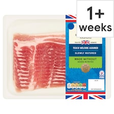 Tesco Made Without Added Nitrite British 12 Unsmoked Streaky Bacon Rashers 250g