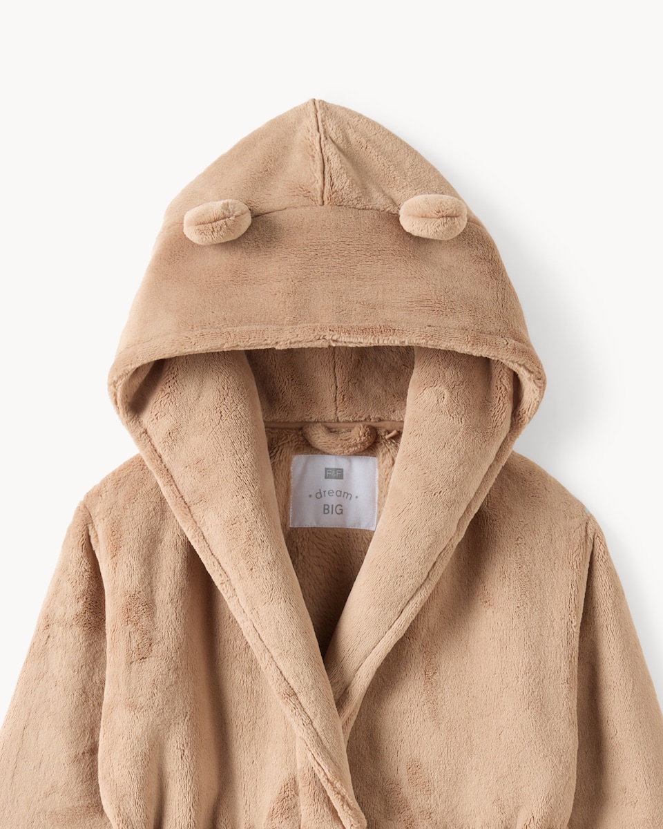 image 1 of F&F Boys Fleece Teddy Bear Dressing Gown in Brown