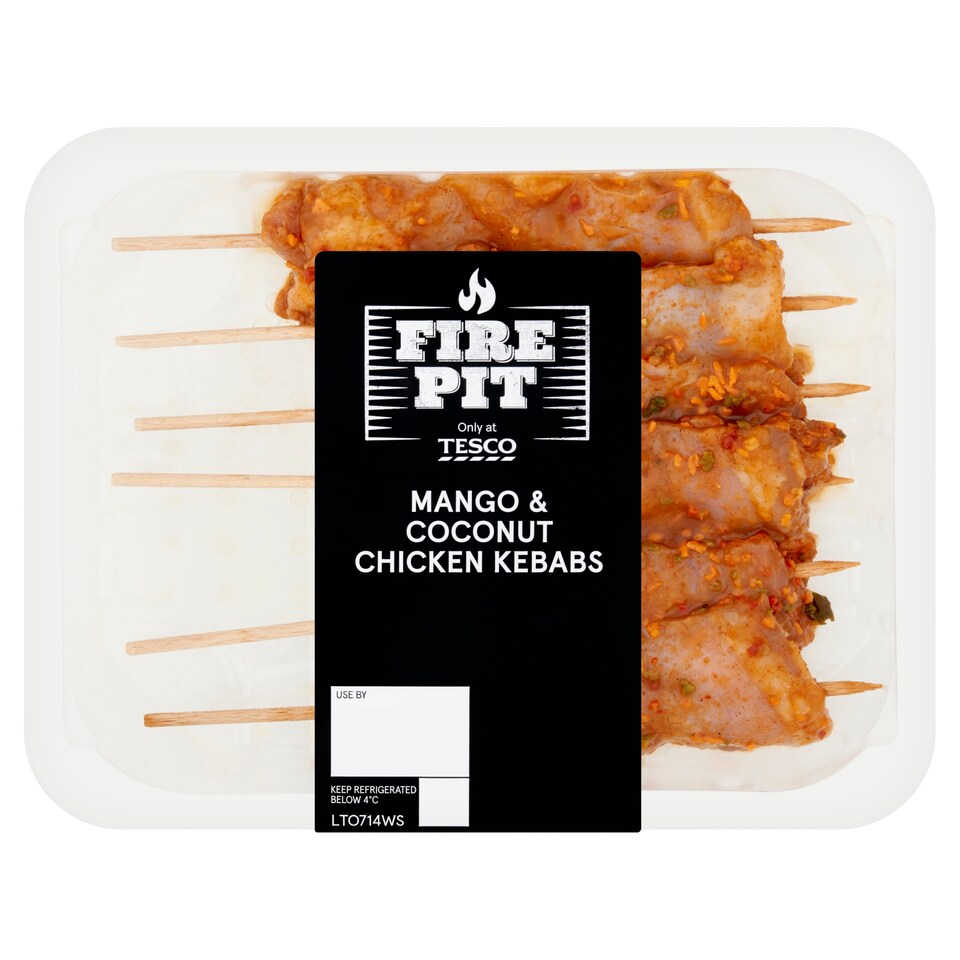 Tesco Fire Pit Mango and Coconut Chicken Kebabs 350g