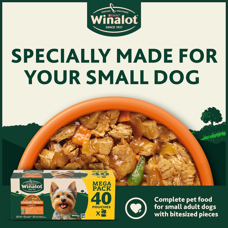 image 1 of WINALOT Meaty Chunks Small Dog Mixed in Gravy Wet Dog Food 40x85g