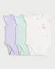 image 1 of F&F Baby 3-Pack Cotton Rich Ribbed Fruit Print Bodysuits in Multi