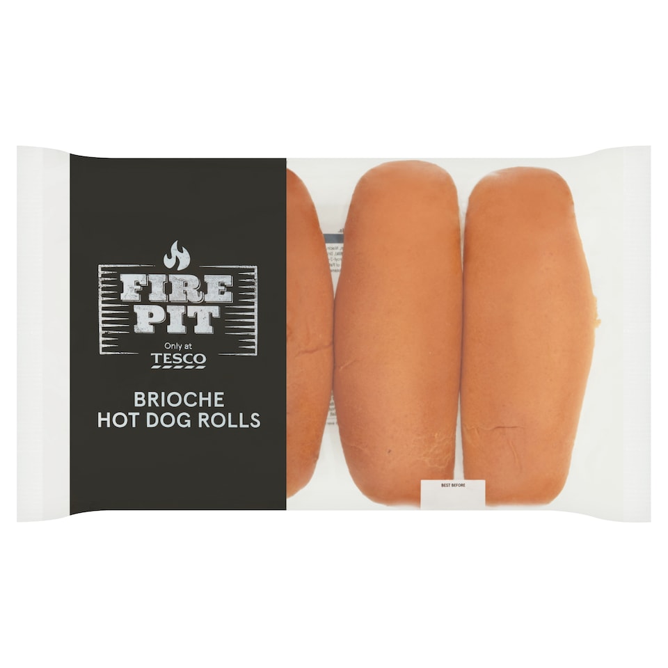 Tesco Fire Pit 4 Brioche Hot Dog Rolls 285G