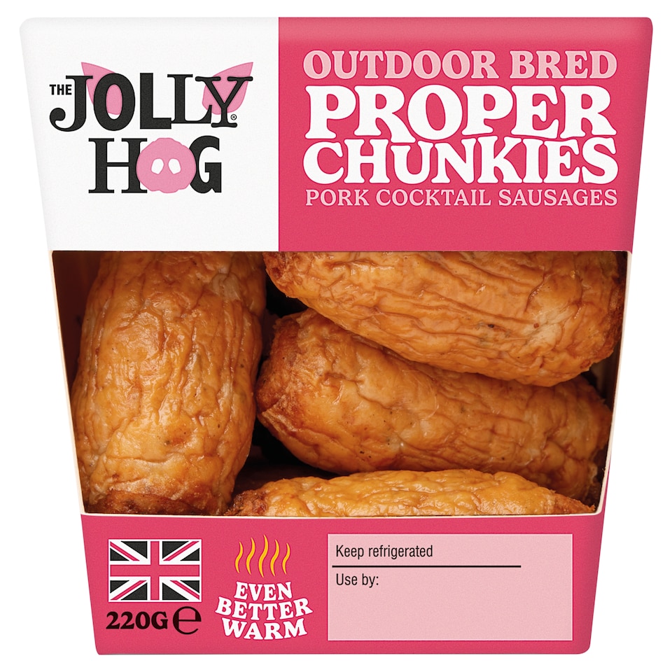 The Jolly Hog Outdoor Bred Proper Chunkies Pork Cocktail Sausages 220g
