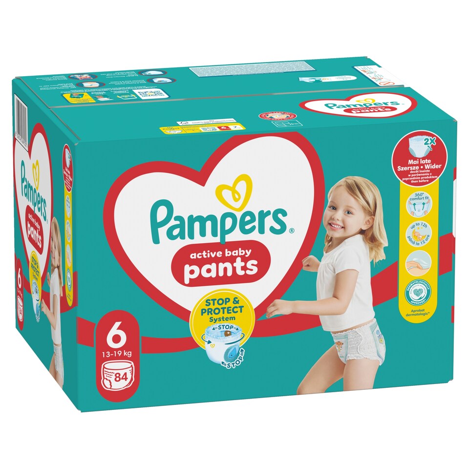Pampers Active Baby Bugyipelenka, Méret 6, 84 Bugyipelenka, 13kg-19kg  1. kép
