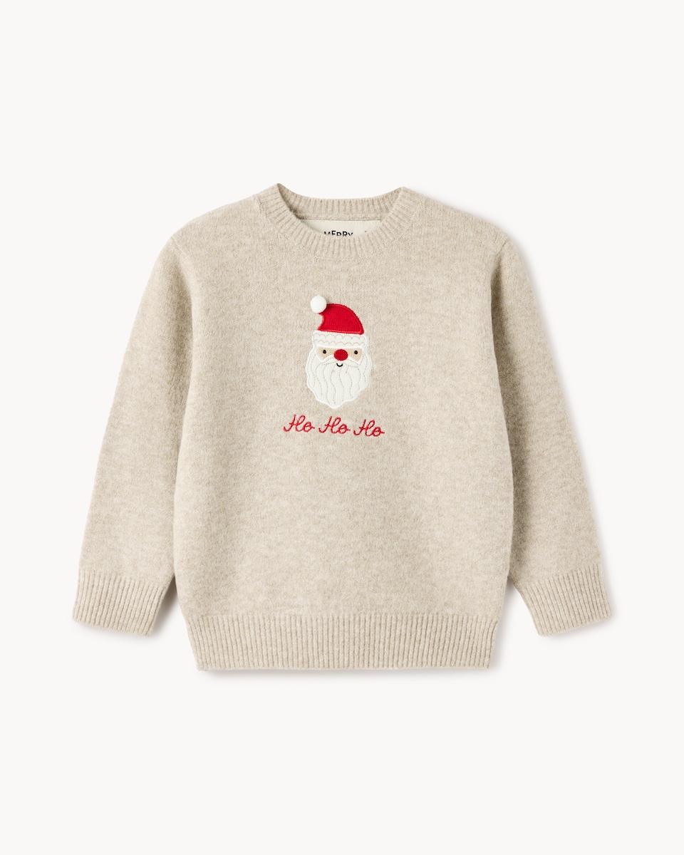 image 1 of Christmas Boys Santa Jumper in Neutral