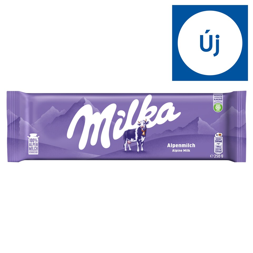 Milka alpesi tej felhasználásával készült tejcsokoládé 250 g