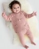 image 1 of F&F Baby 2-Piece Knitted Bow Jumper and Leggings Set in Pink