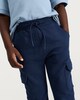 image 2 of F&F Boys Cotton Rich Cuffed Drawstring Cargo Joggers in Navy