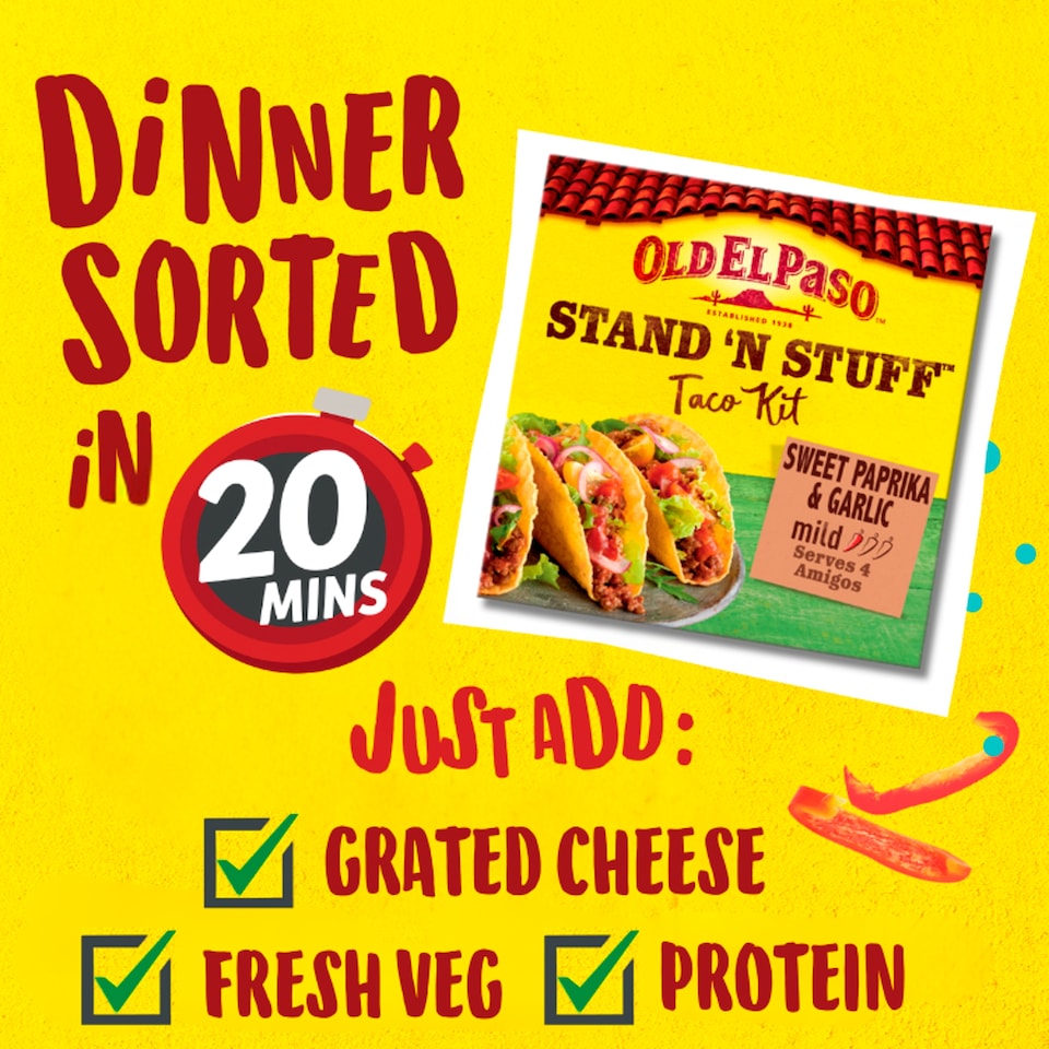 image 1 of Old El Paso Stand 'N' Stuff Taco Kit - Sweet Paprika & Garlic 312g