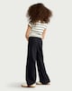 image 3 of F&F Girls Crinkle Textured Wide Leg Drawstring Trousers in Black